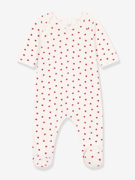 Pyjama bébé coeur en velours PETIT BATEAU blanc imprimé 