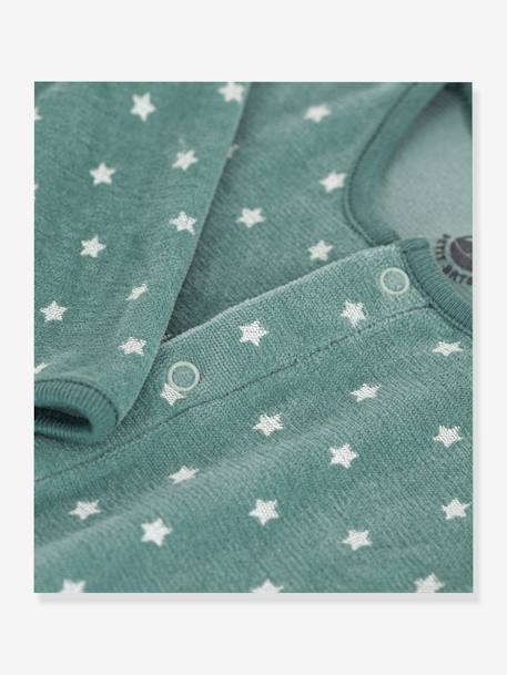 Pyjama bébé étoiles en velours PETIT BATEAU vert imprimé 