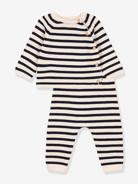 Baby-Set: Hose & Wickeljacke PETIT BATEAU beige bedruckt 