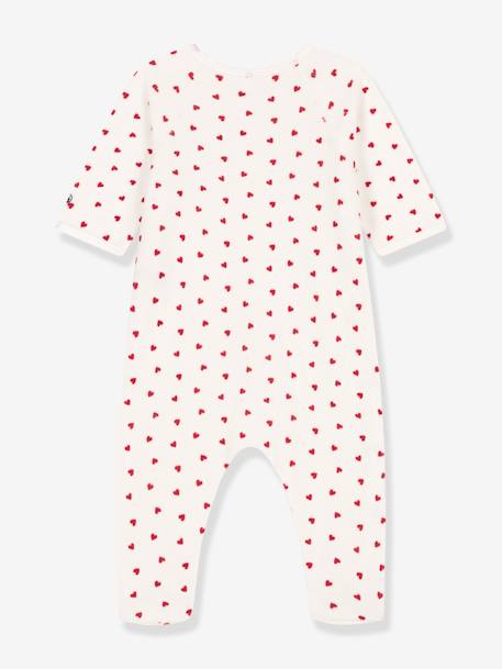 Pyjama bébé coeur en velours PETIT BATEAU blanc imprimé 