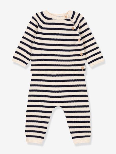 Baby-Set: Hose & Wickeljacke PETIT BATEAU beige bedruckt 