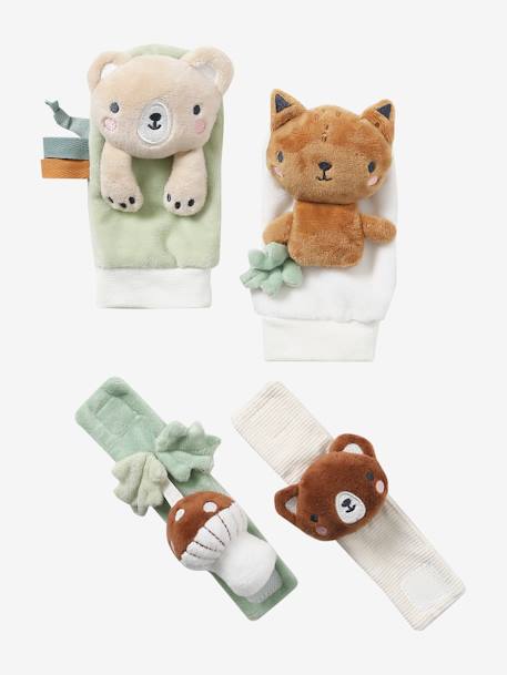 Baby Rassel-Set: Armbänder & Socken GREEN FOREST braun 