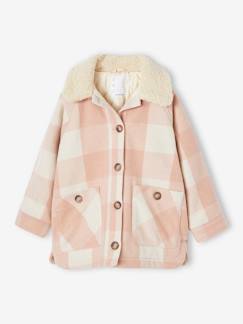 -Manteau style surchemise en lainage à carreaux fille