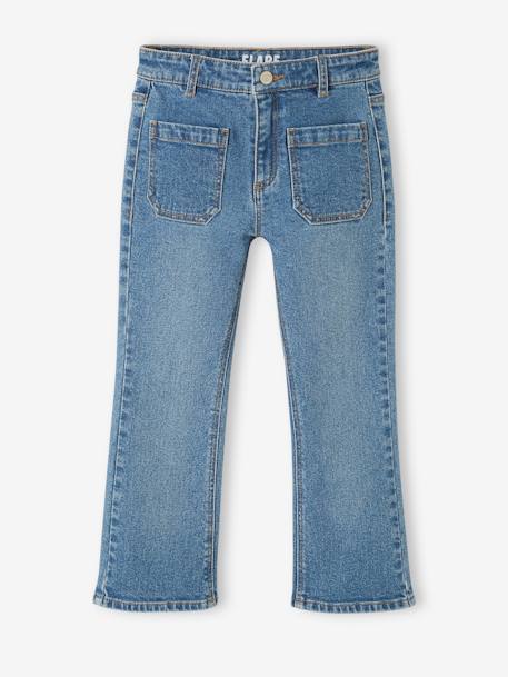 Mädchen Flare-Jeans, 7/8 jeansblau+stone 
