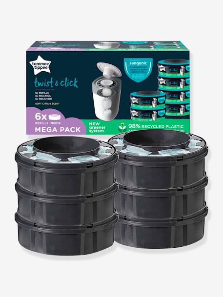 6er-Set Nachfüllpacks für Tec und Twist & Click TOMMEE TIPPEE Sangenic Windeleimer aus recyceltem Kunststoff grau 