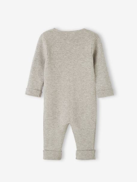 Combinaison en côtes bébé manches longues anthracite+beige chiné+gris chiné 