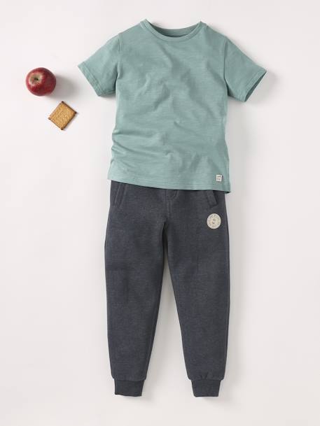 Jungen-T-Shirt, uni aubergine+BLAU+GRAUGRÜN+hellgelb+mango+weiß 