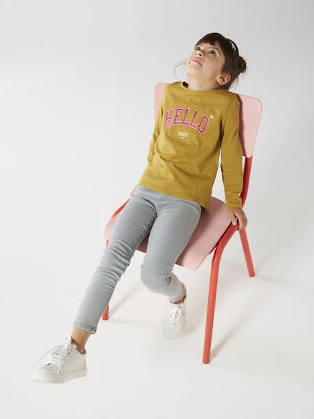 Mädchen Shirt mit Messageprint BASIC Oeko-Tex bronze+graublau+grün+rosa+rosenholz+violett 