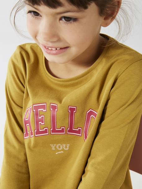 Mädchen Shirt mit Messageprint BASIC Oeko-Tex bronze+dunkelbraun+graublau+rosenholz+violett 