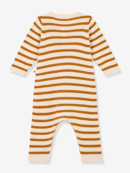 Baby Strickoverall mit Streifen PETIT BATEAU beige 