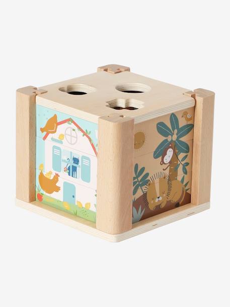 Cube d'éveil 2 en 1 : Puzzles et formes à encastrer en bois FSC® vert 