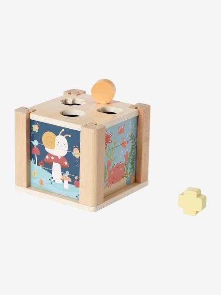 Cube d'éveil 2 en 1 : Puzzles et formes à encastrer en bois FSC® vert 