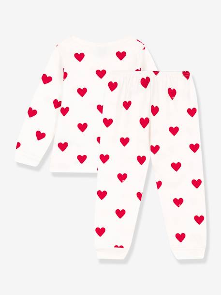 Kinder Schlafanzug mit Herzen PETIT BATEAU, Sweatware weiss bedruckt 