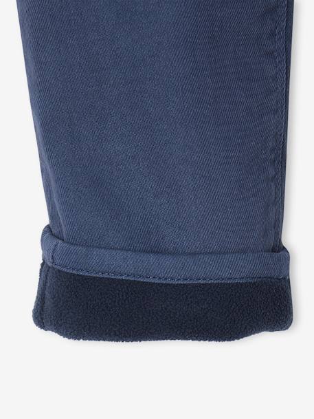 Pantalon style paperbag doublé polaire fille - bleu nuit