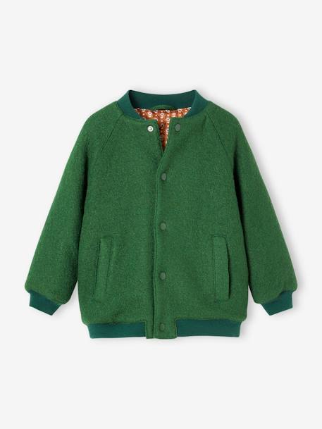 Manteau style teddy fille en lainage bouclettes vert anglais 