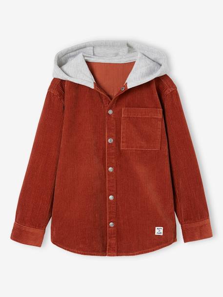 Jungen Overshirt mit Kapuze rostfarben 