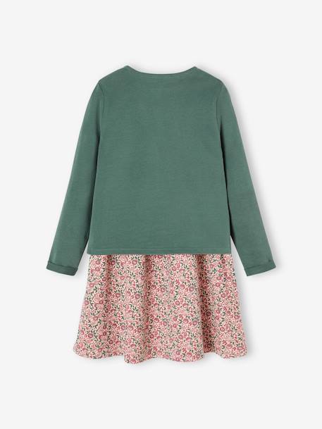 Ensemble fille cardigan et robe imprimée fleurs rose poudré 