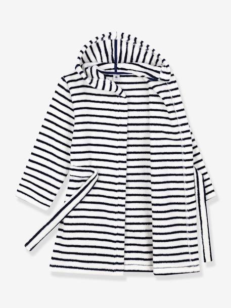 Peignoir rayé en éponge PETIT BATEAU blanc imprimé 