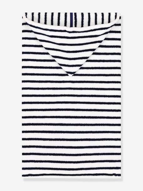 Cape de bain en éponge Rayures PETIT BATEAU blanc imprimé 