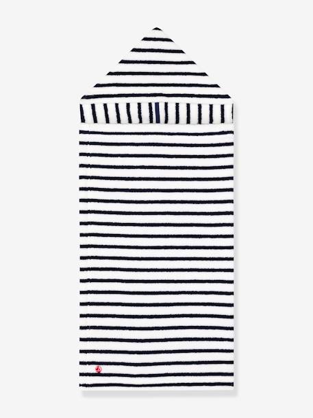 Cape de bain en éponge Rayures PETIT BATEAU blanc imprimé 