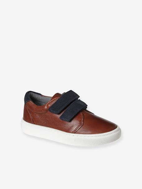 Baskets derbies scratchées cuir enfant marron 