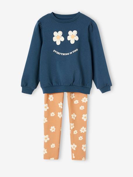 Mädchen Set: Sweatshirt & Leggings marine+rosenholz 