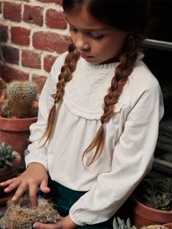 Tee-shirt blouse détail en broderie anglaise fille