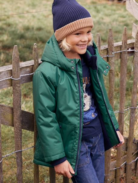 Jungen Winterjacke mit Kapuze grün 