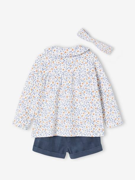Mädchen Baby-Set: Shirt, Shorts & Haarband wollweiß 