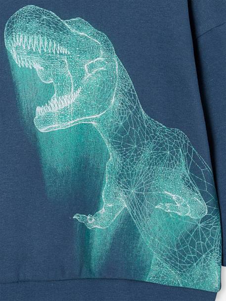 Jungen Dino-Kapuzensweatshirt nachtblau 