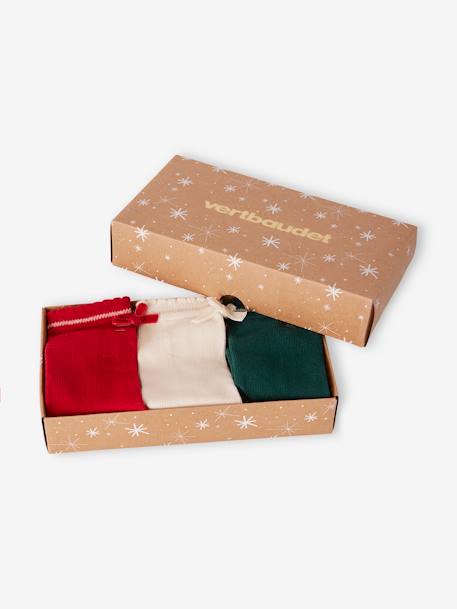 Coffret de Noël Girly Socks lot de 3 paires de chaussettes à noeud fille rouge 