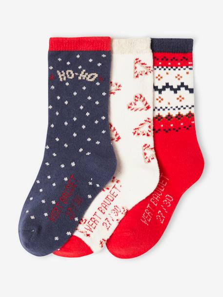 Coffret de Noël Santa Socks fille lot de 3 paires de mi-chaussettes rouge 