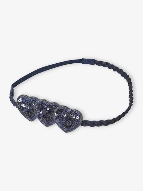 Headband cœur à sequins fille marine 