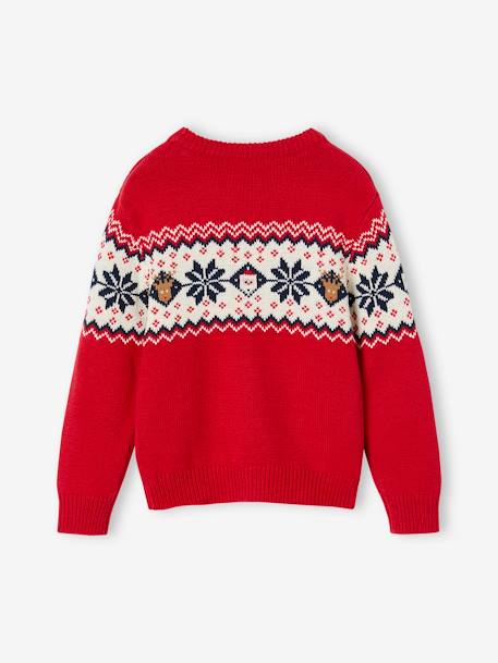 Kinder Weihnachts-Pullover Capsule Collection FAMILIE Oeko-Tex rot+tannengrün 