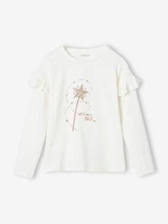 T-shirt à volants baguette magique pailletée fille