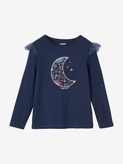 Tee-shirt de Noël motif lune irisé fille volants pailletés