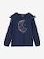 Tee-shirt de Noël motif lune irisé fille volants pailletés marine 