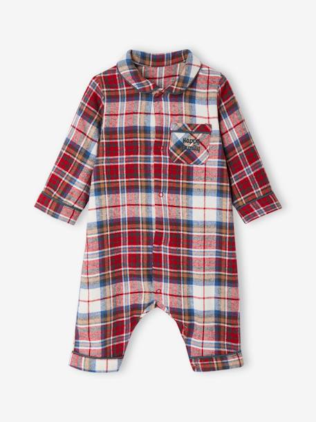 Pyjama de Noël bébé en flanelle capsule 'Happy Family' carreaux rouge 