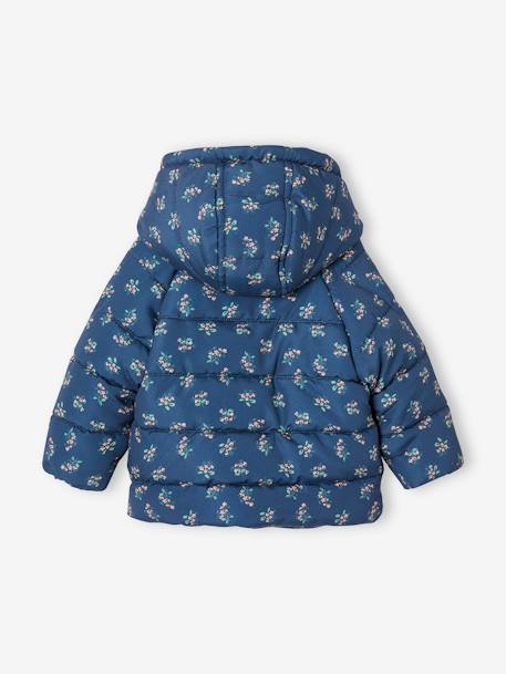 Gefütterte Baby Steppjacke, Wickelform, Recycling-Polyester dunkelblau+zartrosa 