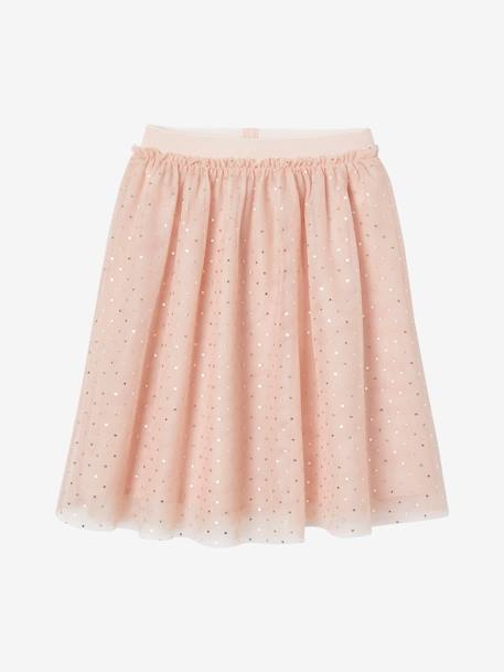 Jupon de fête en tulle irisé fille rose pâle 