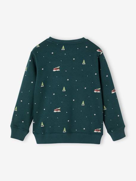 Jungen Weihnachts-Sweatshirt mit Schriftzug grün 