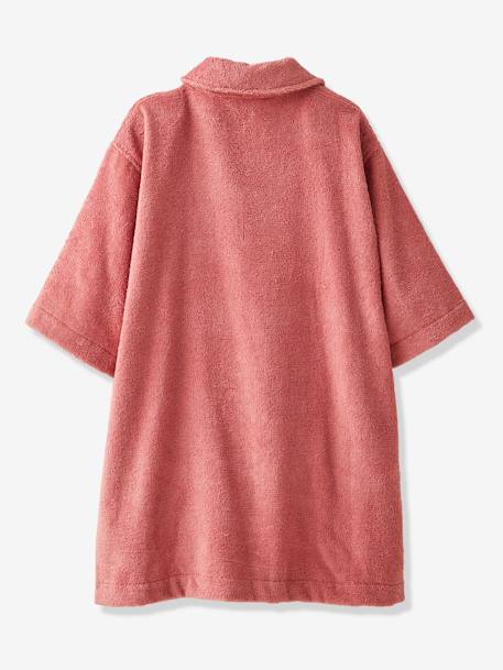 Peignoir Oversize enfant avec coton recyclé personnalisable bois de rose+vert sapin 