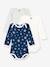 3er-Pack Baby Langarm-Bodys PETIT BATEAU, nachtleuchtende Sterne weiss 