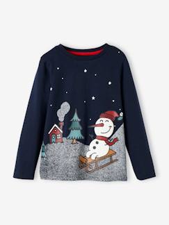 Junge-Weihnachtliches Jungen Shirt mit Schneemann