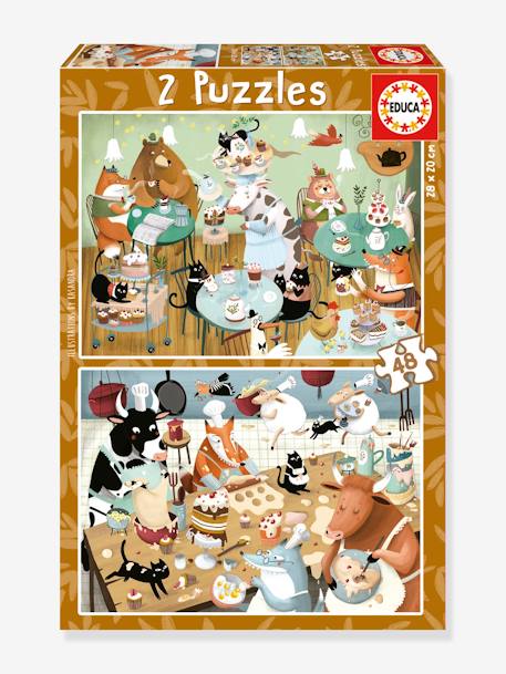 Puzzles Contes de la Forêt 2x48 - EDUCA BORRAS marron 