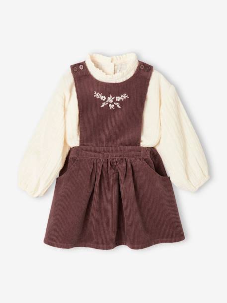 Mädchen Baby-Set: Bluse & Latzrock bordeaux 