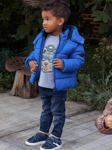Jungen Shirt mit Recycling-Baumwolle blaugrau+pekannuss 