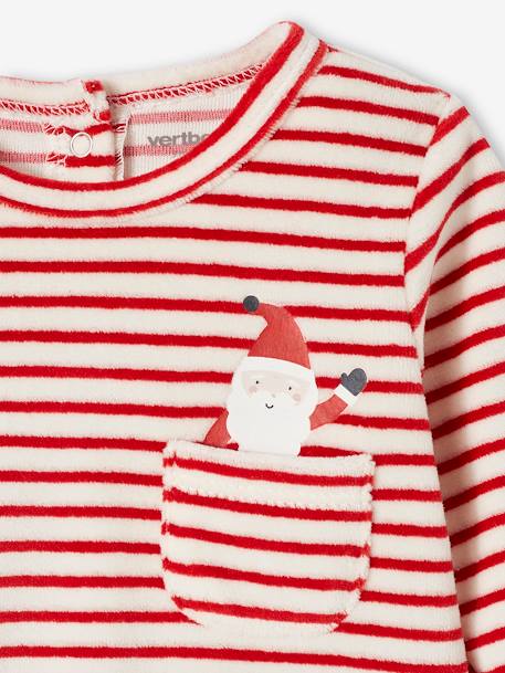 Weihnachtlicher Baby Samt-Schlafanzug Oeko-Tex grau meliert 