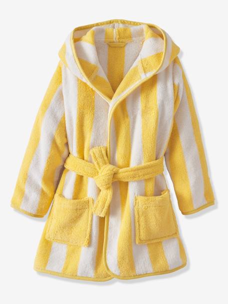 Peignoir de bain enfant rayures TRANSAT rayé jaune+rayé violet 