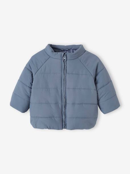 Baby Winterjacke mit abnehmbarer Kapuze, Recycling-Polyester graublau 